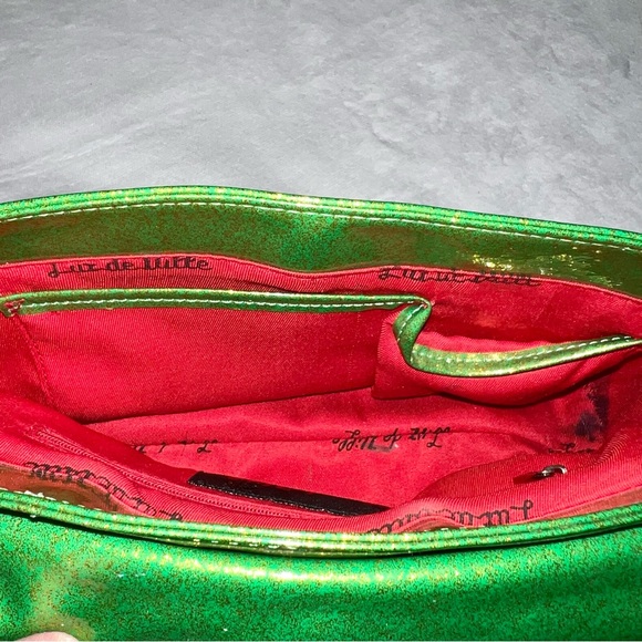 Lux de Ville Mini Gambler Lime Green Sparkle with Leopard Fur Bag - Picture 10 of 13